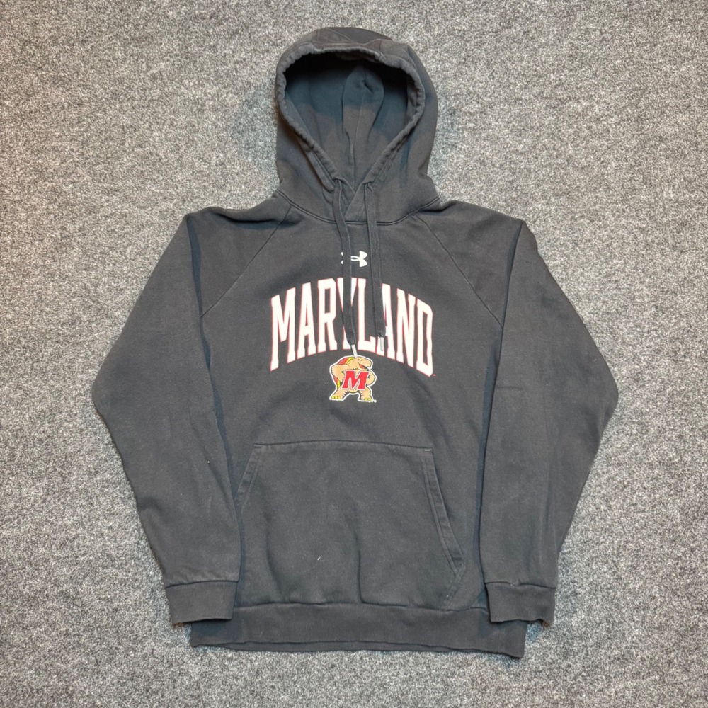 Under Armour Maryland Terrapins Hoodie Mens Small Black Athletic Mascot UA